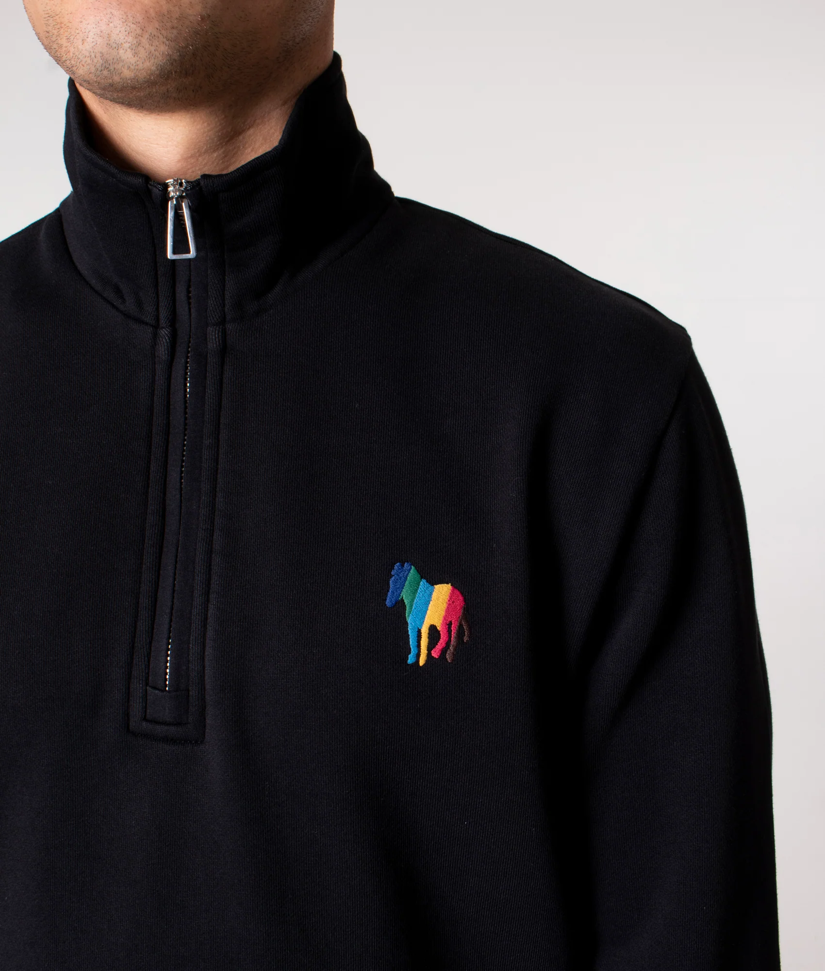 Regular Fit Zebra Emblem Quarter Zip Sweatshirt - Image 2