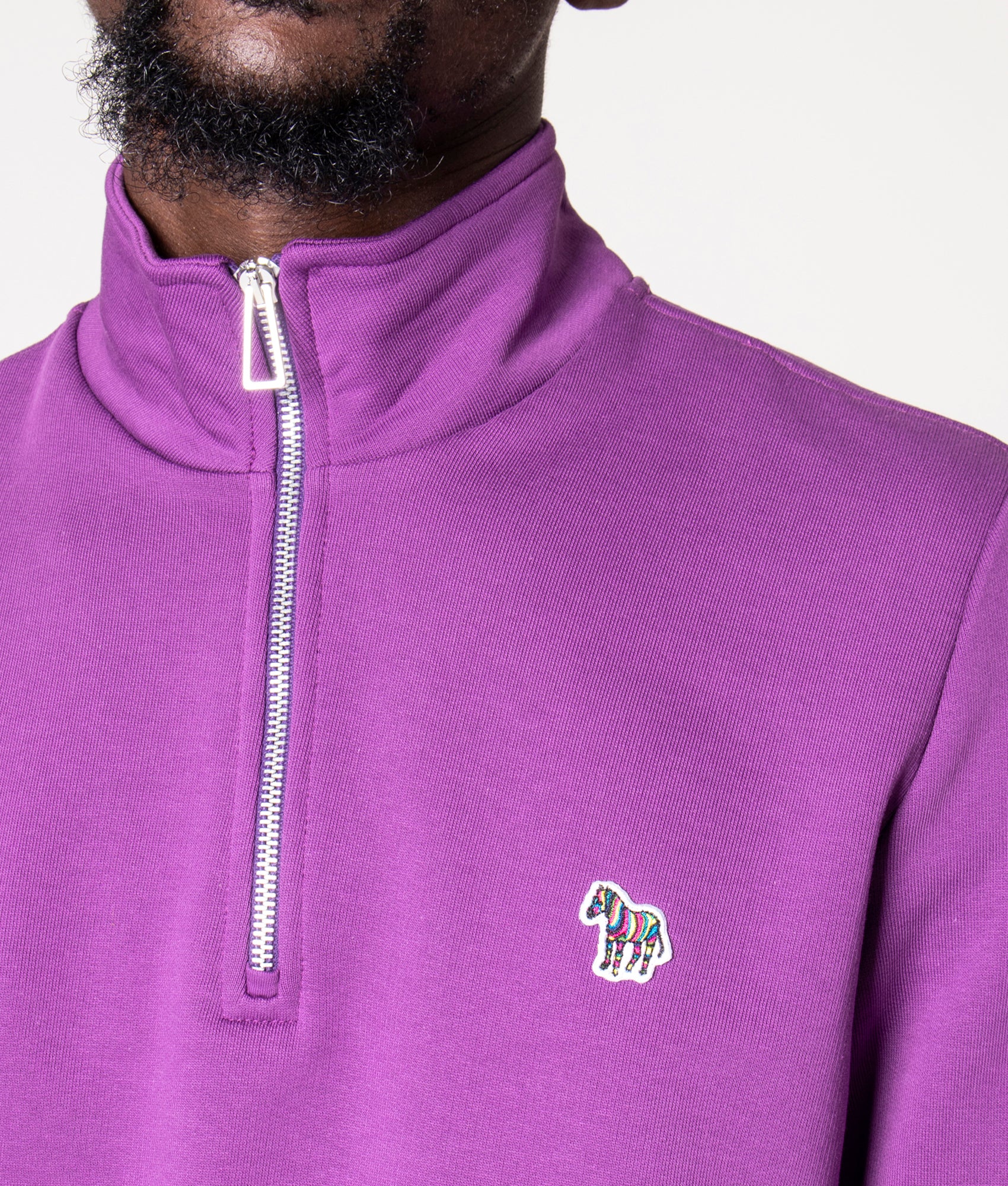 Regular Fit Quarter Zip Zebra Logo Sweatshirt - Image 2