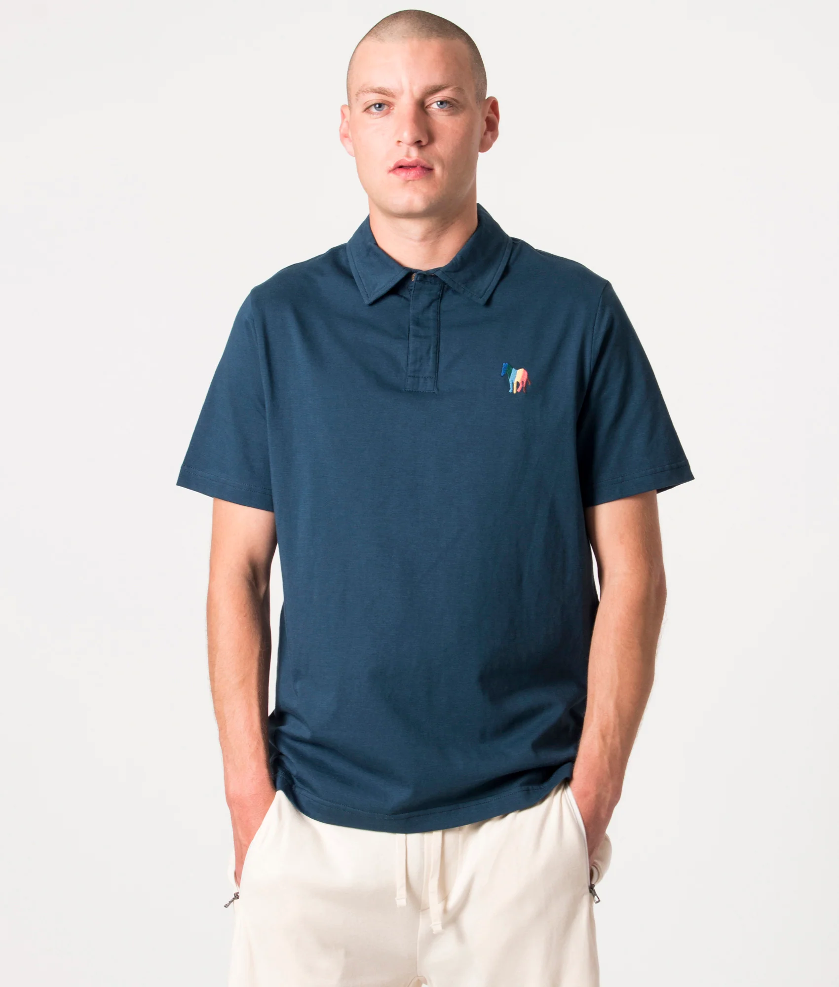Regular Fit Broad Stripe Zebra Logo Polo Shirt