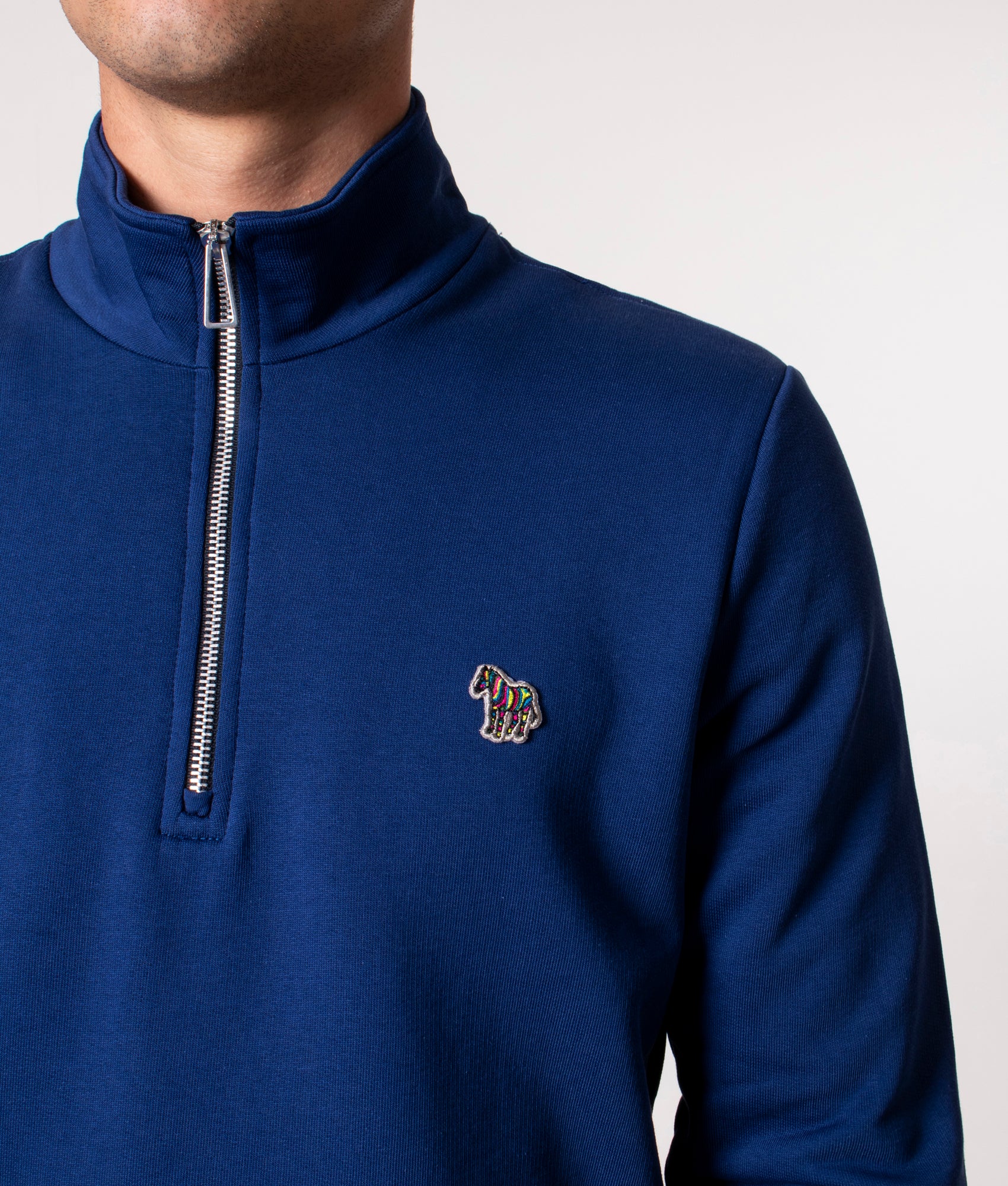 Regular Fit Quarter Zip Zebra Logo Sweatshirt - Image 2