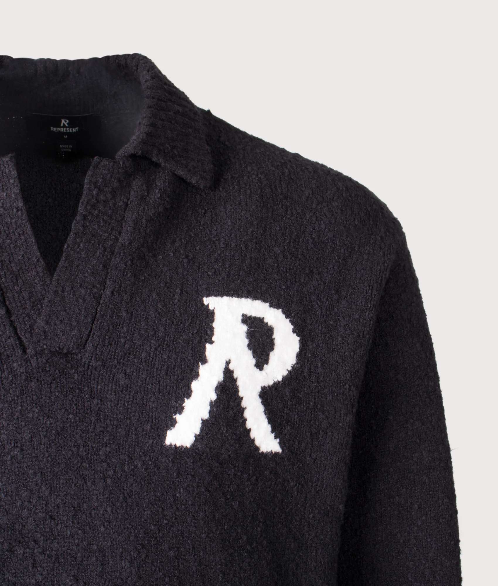 Relaxed Fit Knitted Boucle Long Sleeve Polo Shirt - Image 2