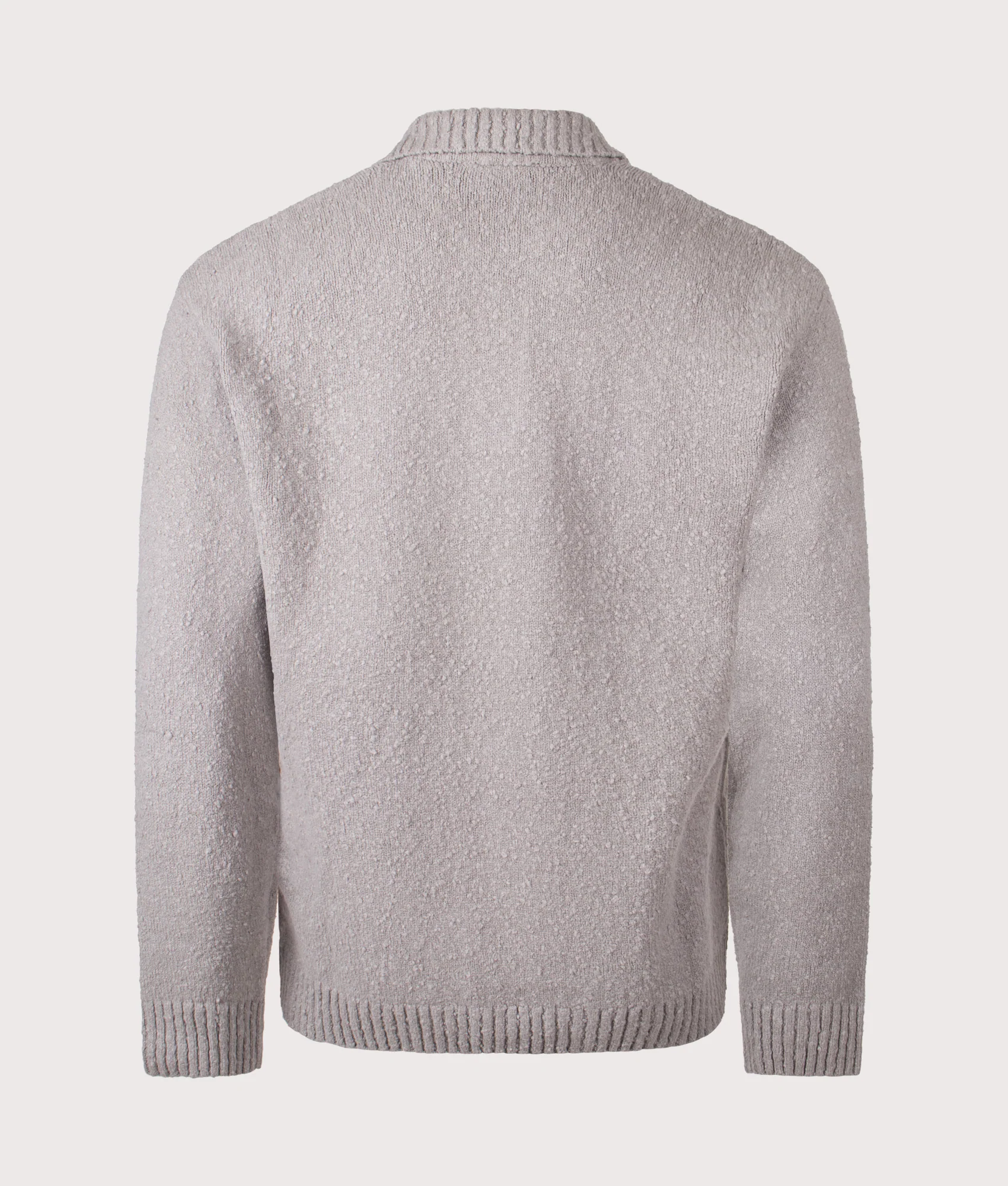 Relaxed Fit Knitted Boucle Long Sleeve Polo Shirt - Image 3