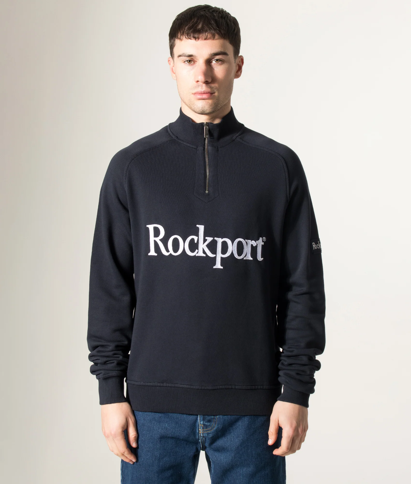 Relaxed Fit Boston Logo Quarter Zip Sweatshirt - Image 2