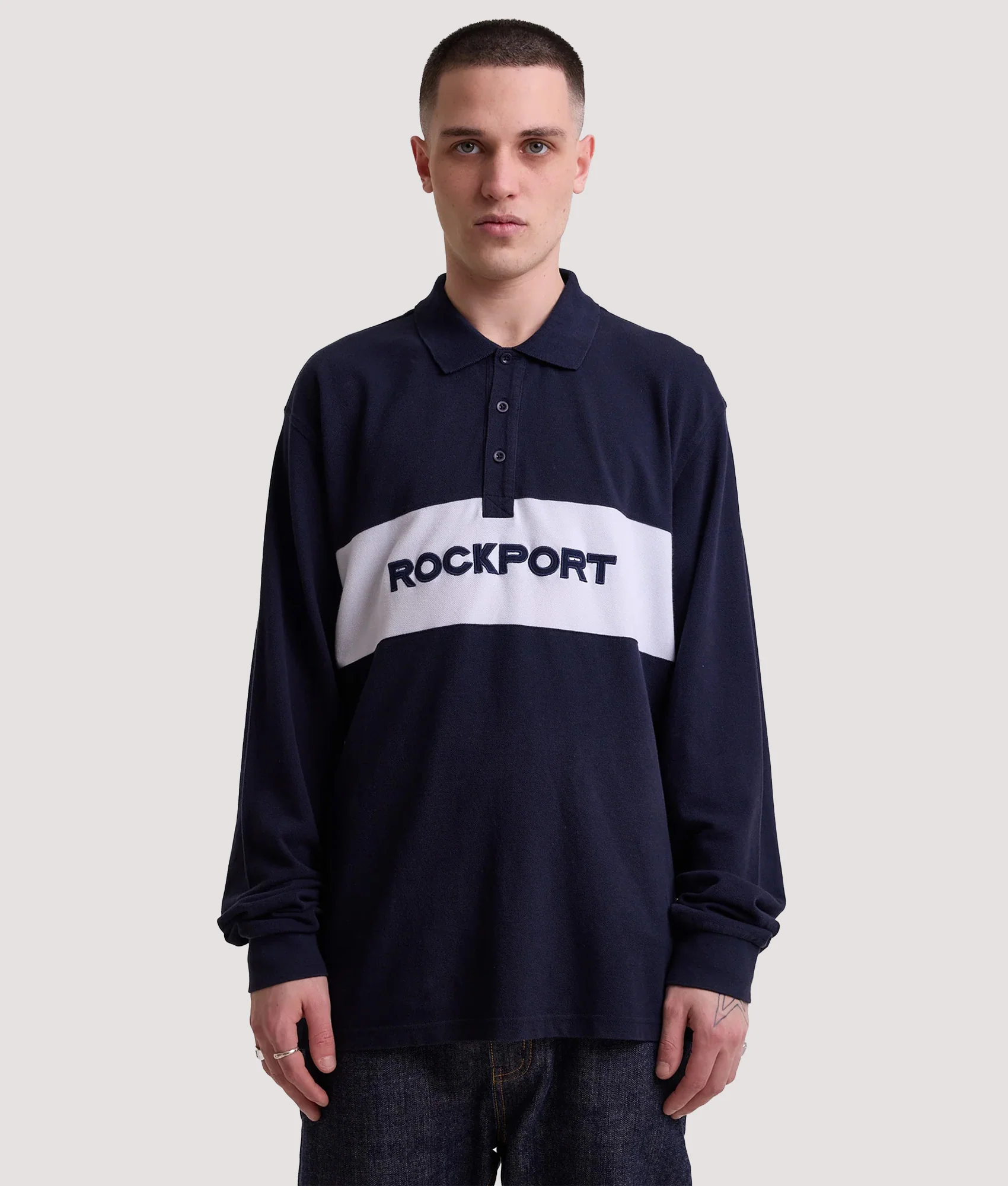 Relaxed Fit Hill Long Sleeve Panel Polo Shirt - Image 2
