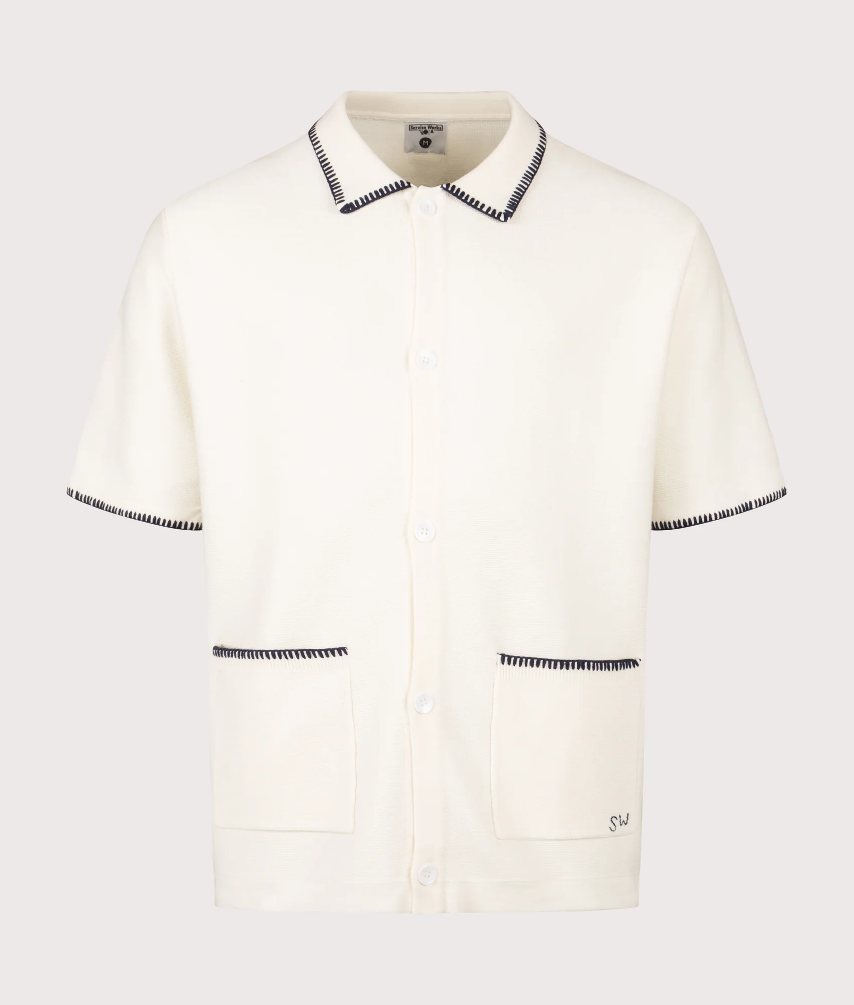 Blanket Stitch Short Sleeve Knitted Shirt