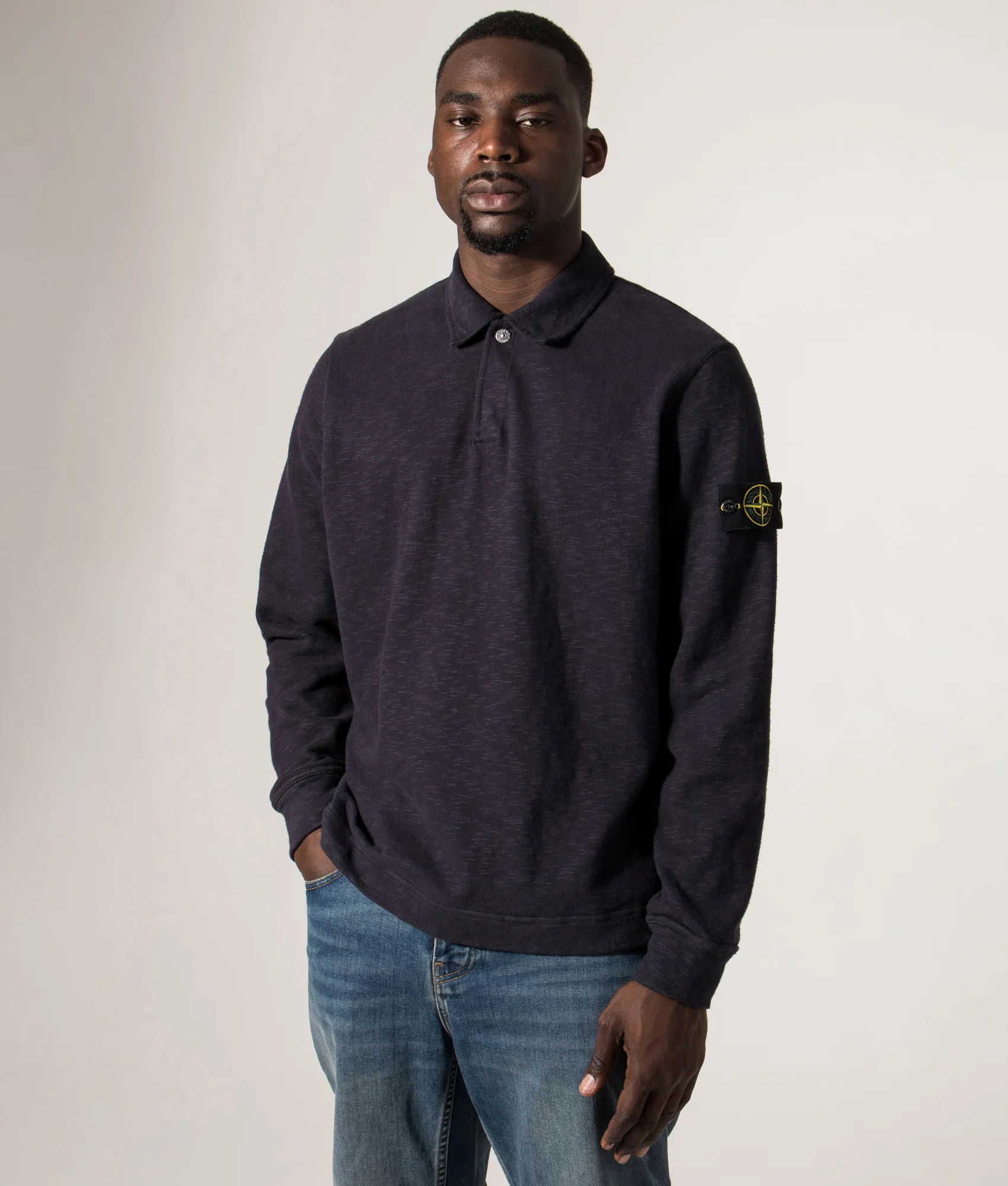 Brushed Cotton Collared Sweatshirt - Image 2