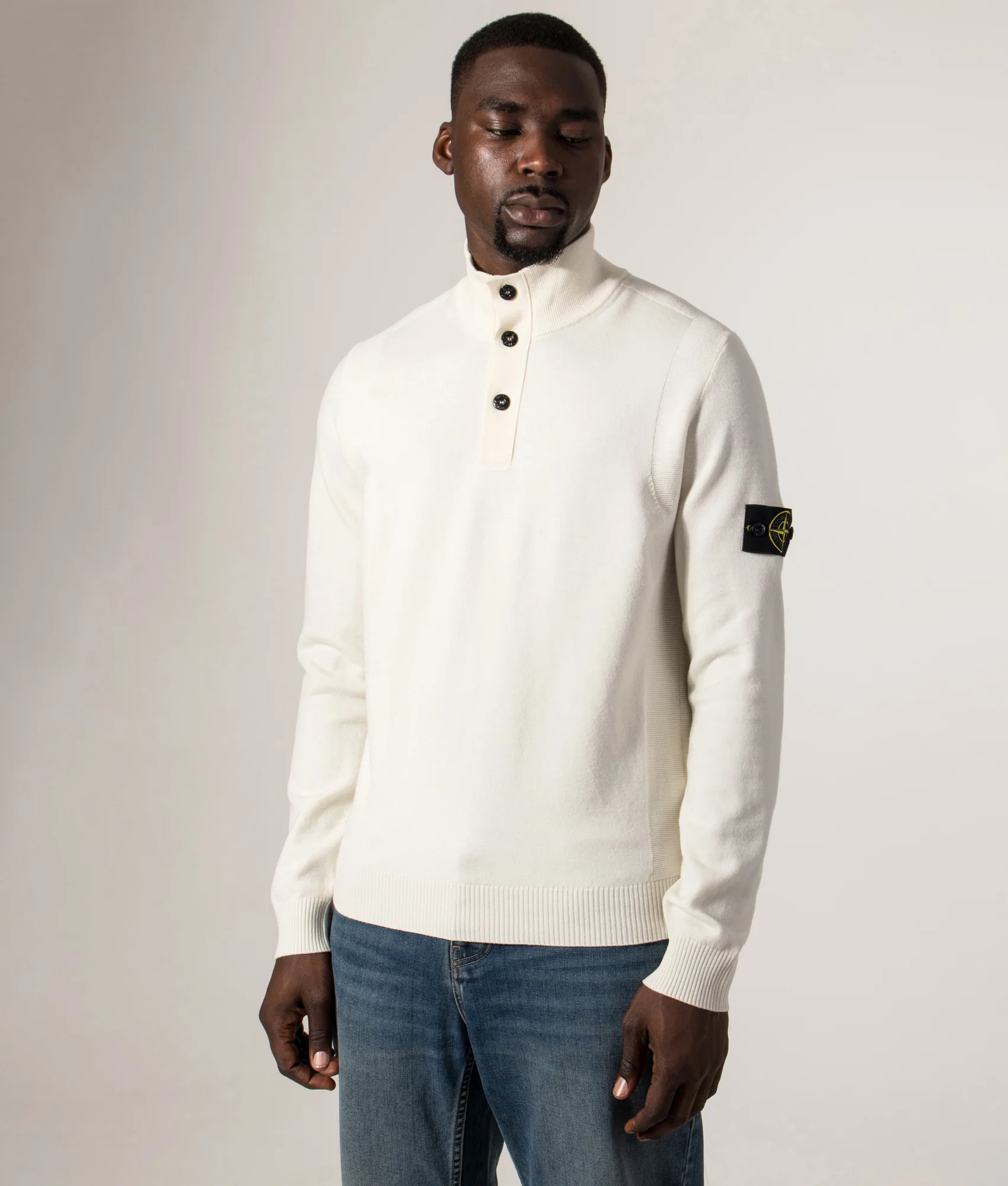 Button Neck Reverse Stitch Jumper - Image 2