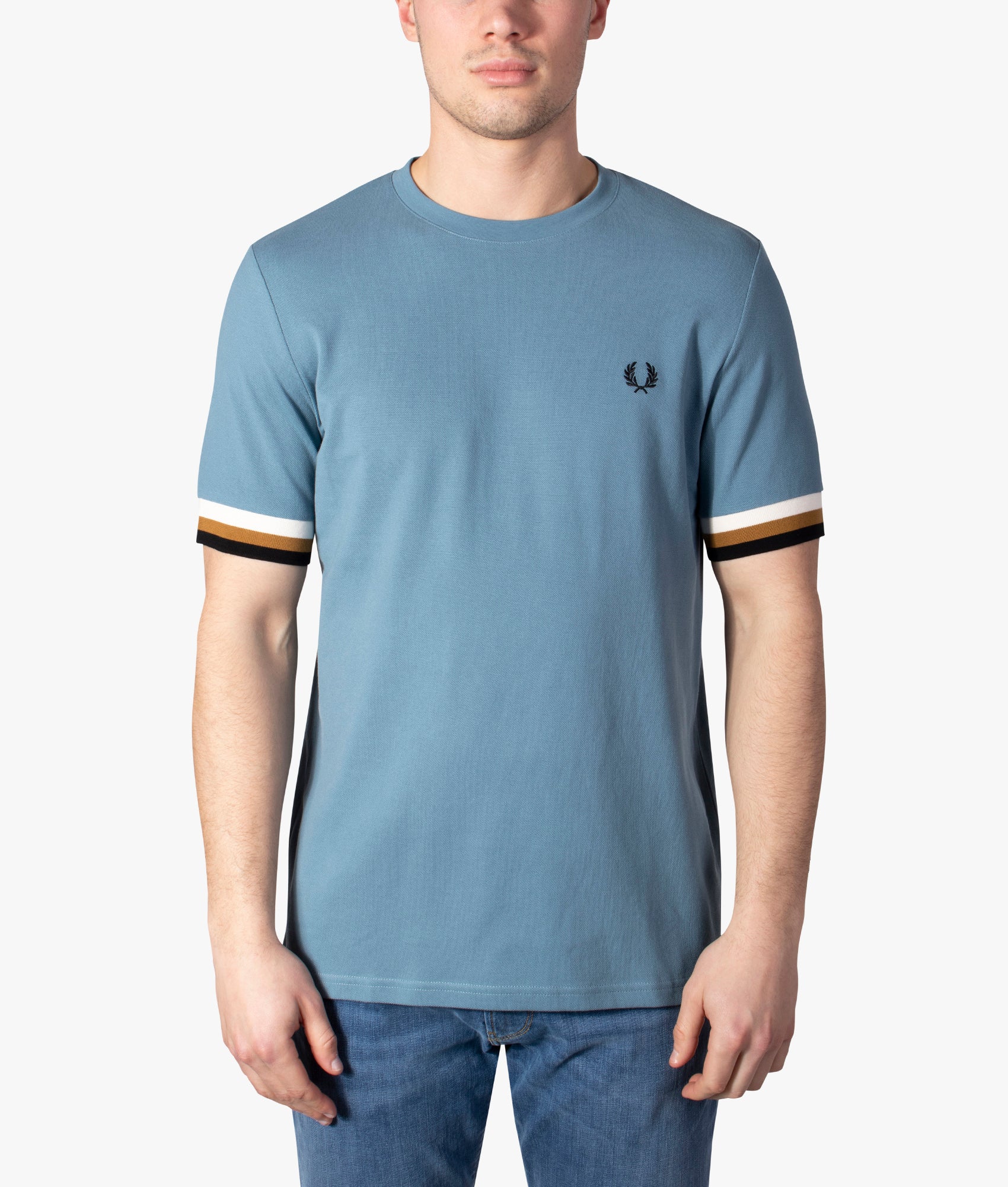 Regular Fit Striped Cuff Piqué T-Shirt