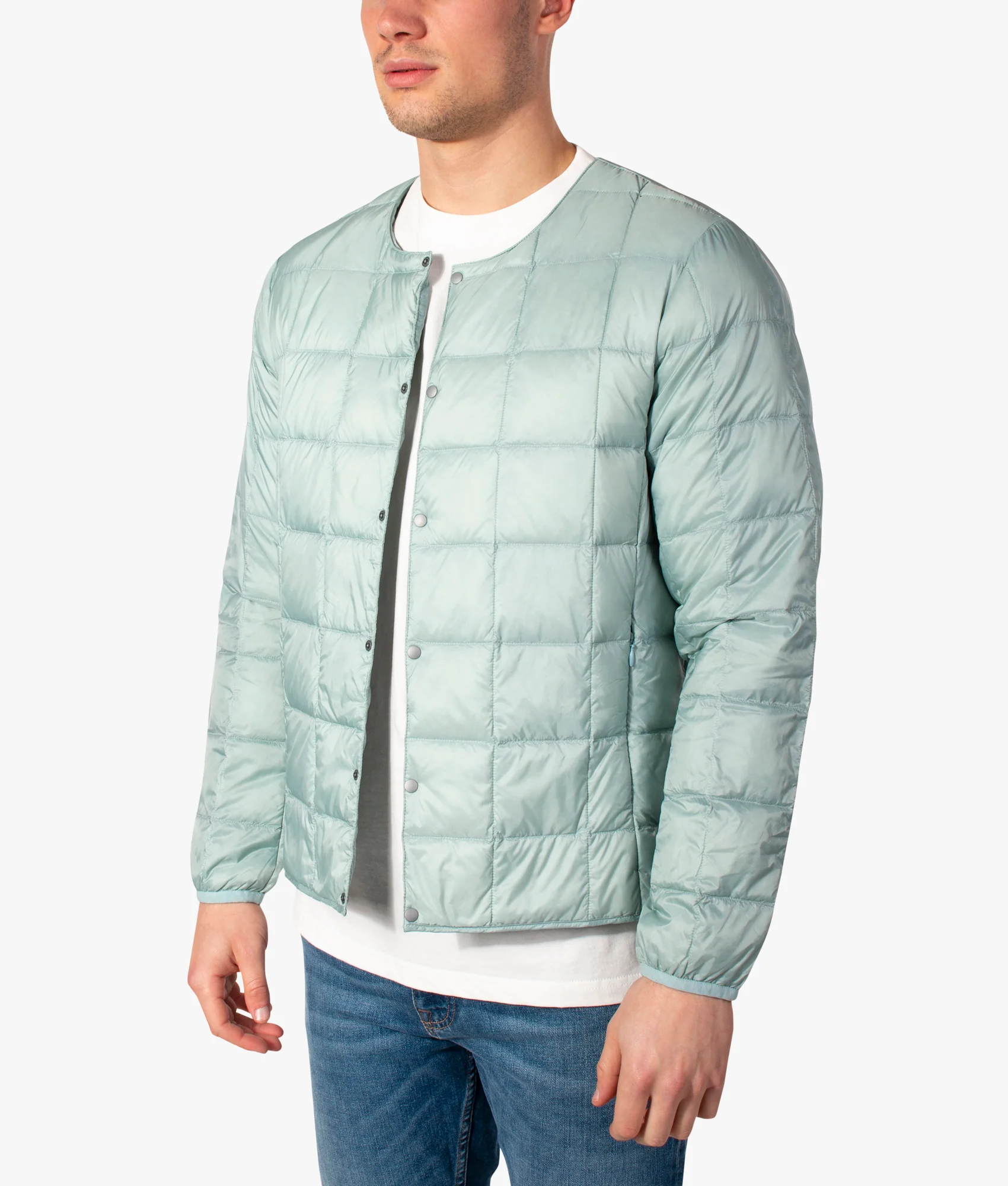 Crew Neck Button Down Inner Down Jacket - Image 4