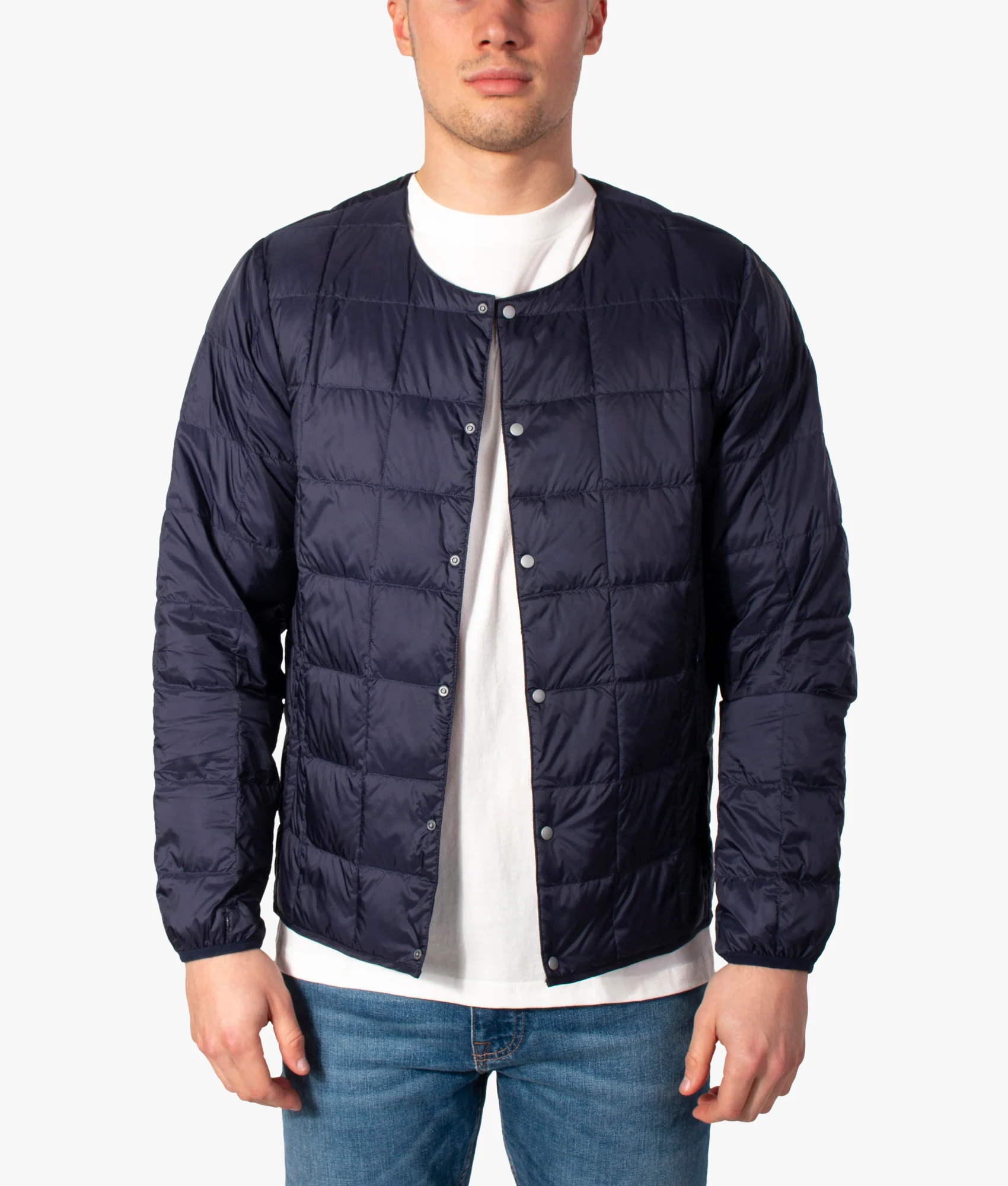 Crew Neck Button Down Inner Down Jacket