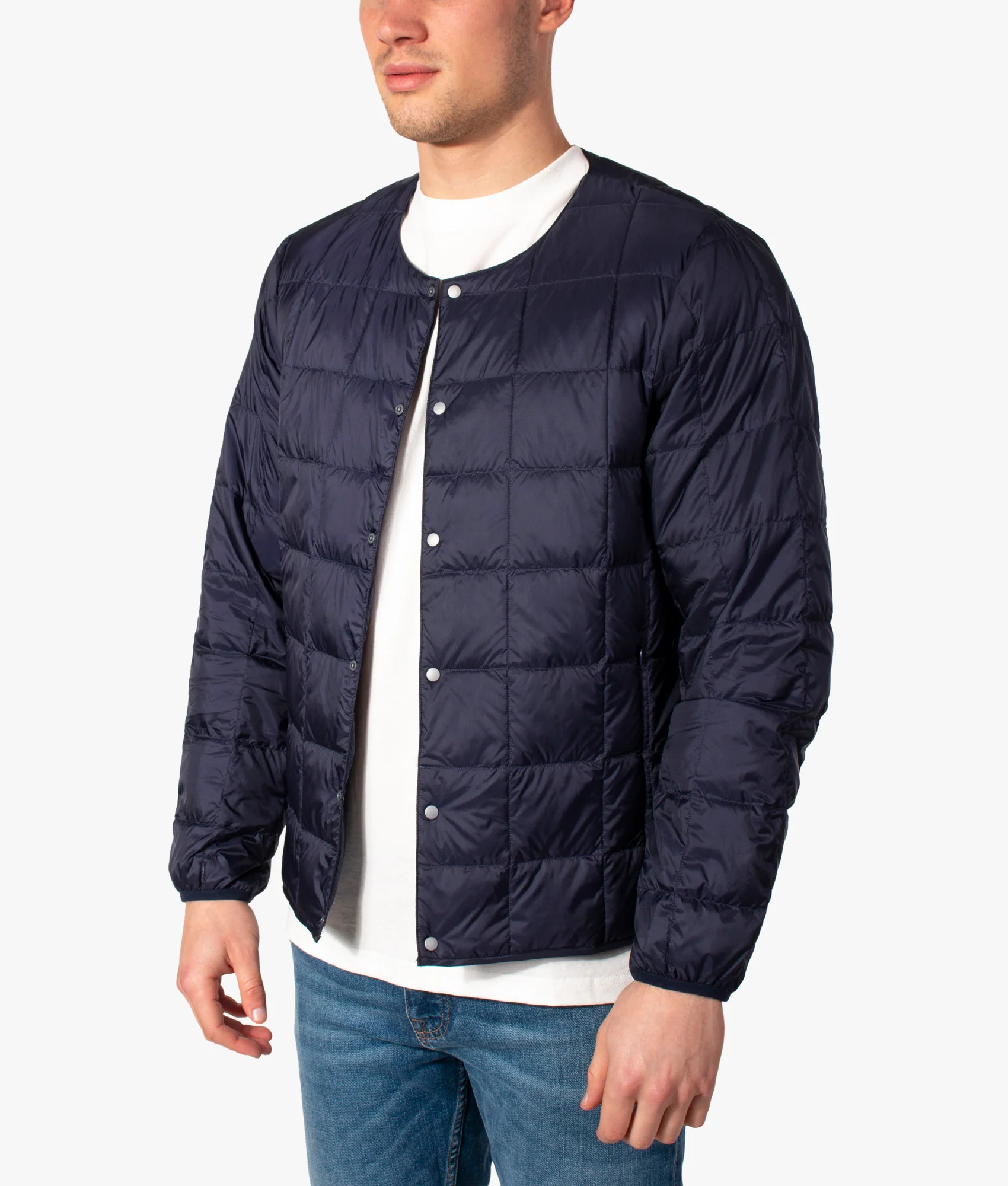 Crew Neck Button Down Inner Down Jacket - Image 4