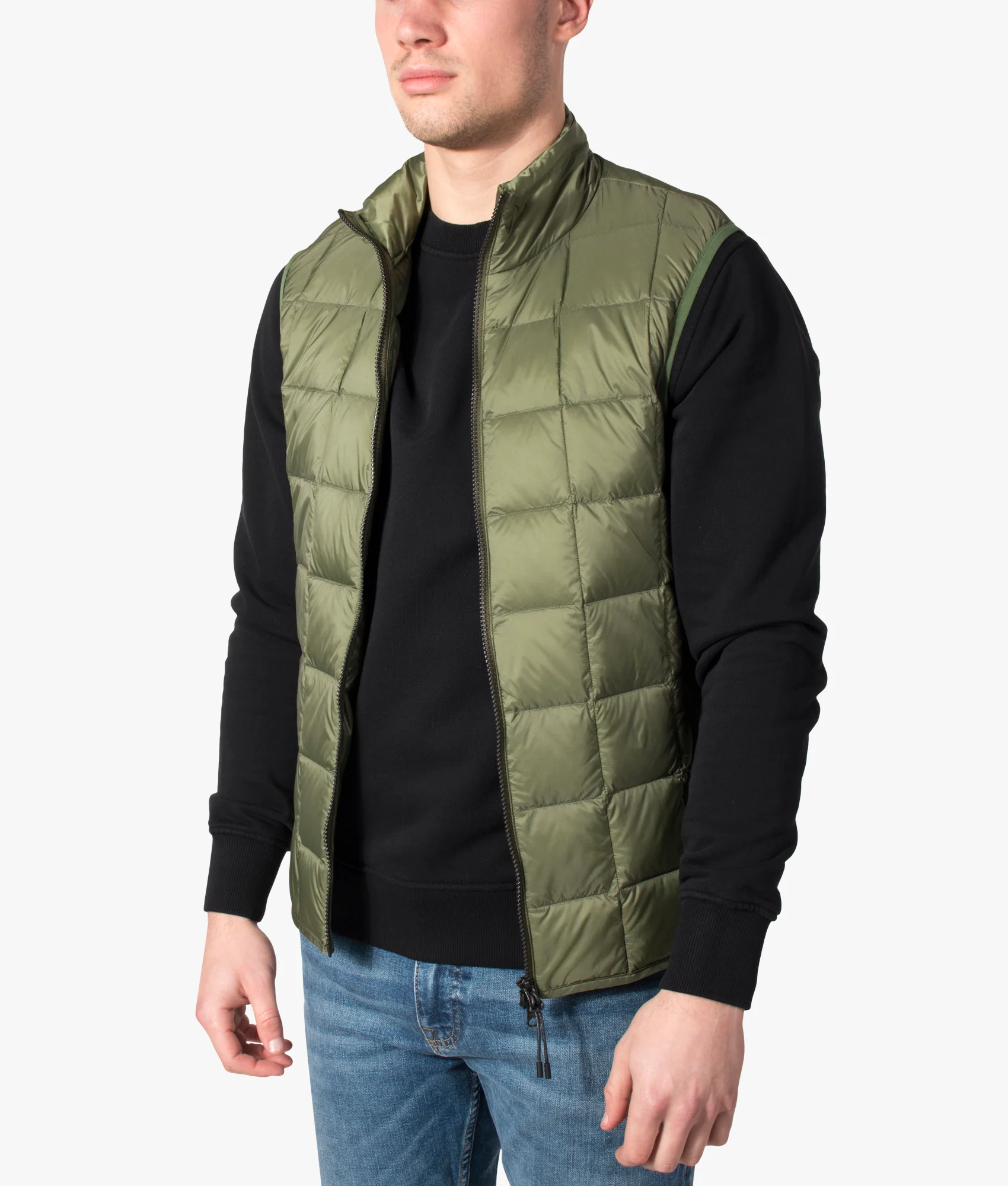 High Neck W-Zip Inner Down Gilet - Image 4