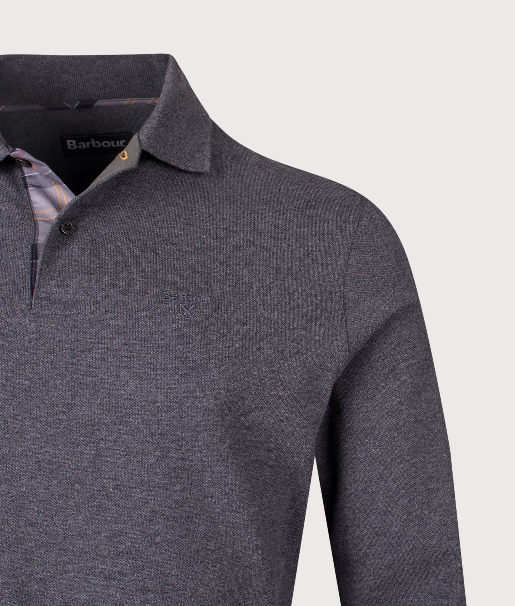 Long Sleeve Tartan Placket Polo Shirt - Image 2