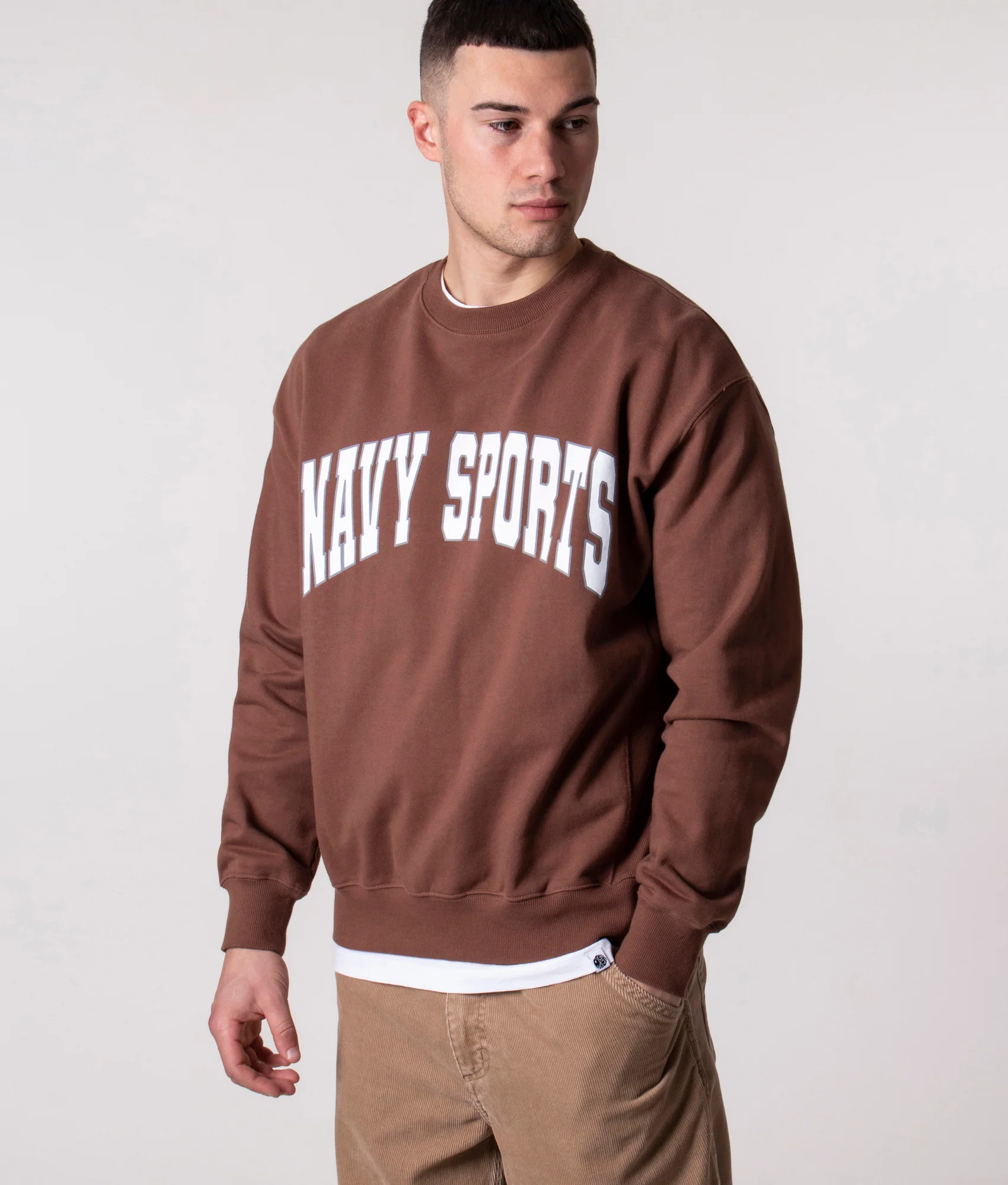 Relaxed Fit Navy Sports Arch Logo Sweatshirt - Image 3