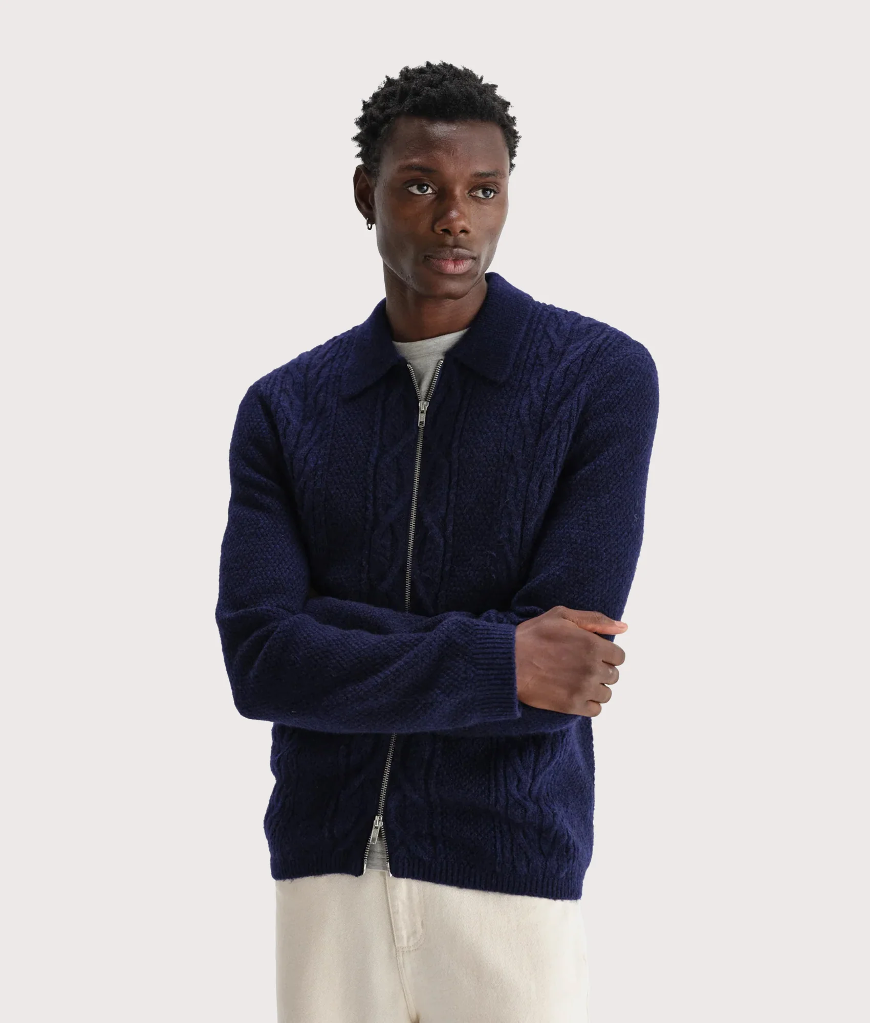 Relaxed Fit Friar Zip Knit Cardigan - Image 2