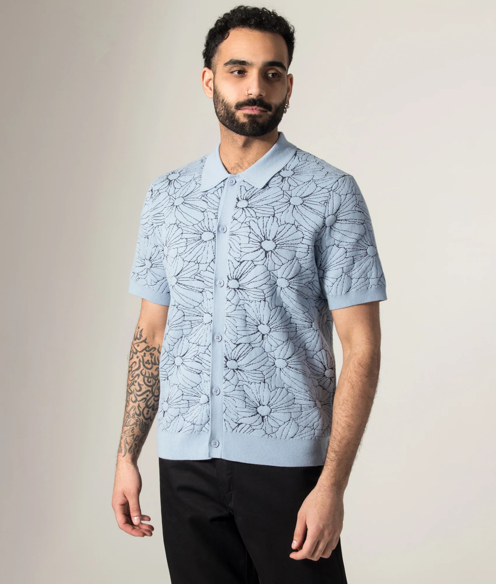 Tellaro Flower Jacquard Short Sleeve Shirt - Image 3